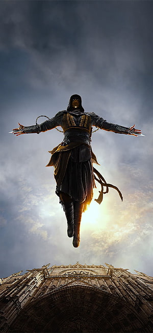 Ezio Auditore leaping from Notre Dame in Assassin's Creed Unity cinematic wallpaper HD phone wallpaper