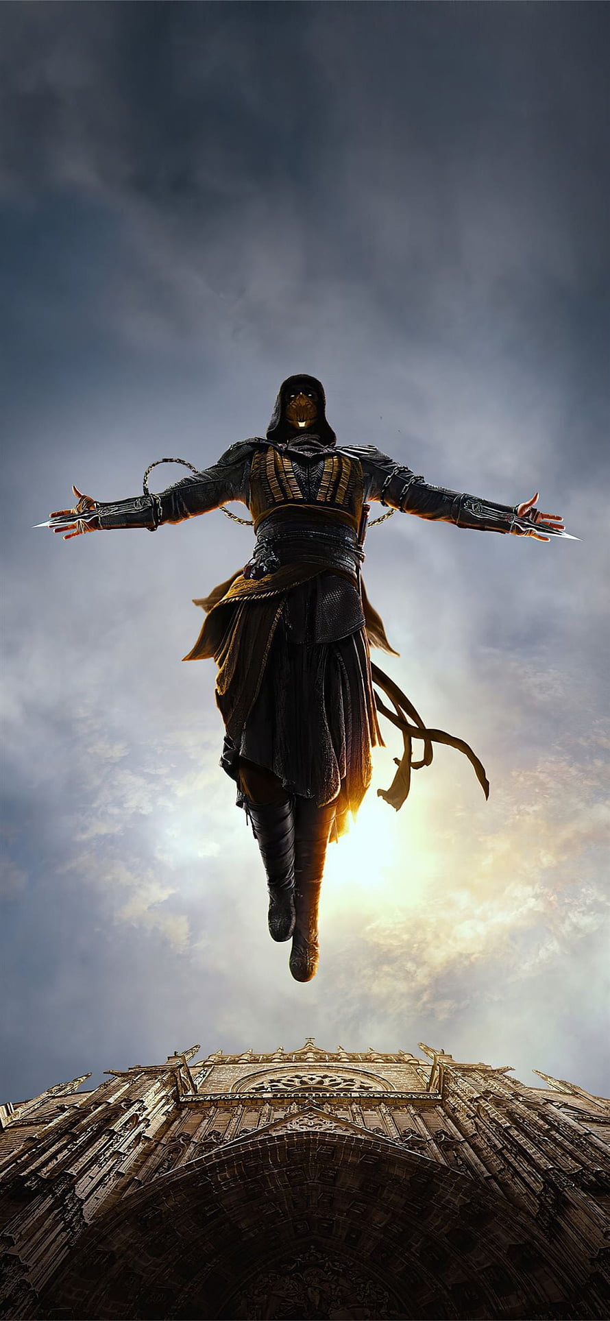 Ezio Auditore leaping from Notre Dame in Assassin's Creed Unity cinematic wallpaper HD phone wallpaper