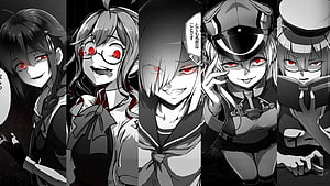 Gesugao Anime Character Collage with Red Eyes and Dark Aesthetic HD wallpaper