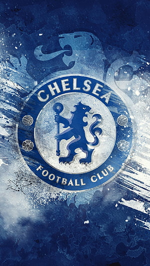 Chelsea Football Club Crest With Lion Emblem On Textured Blue Background HD phone wallpaper