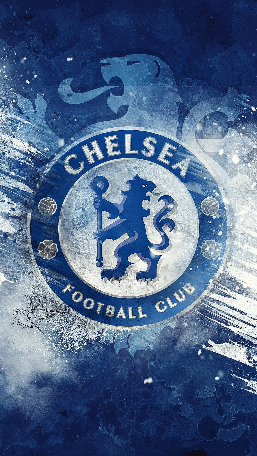Chelsea Football Club Crest With Lion Emblem On Textured Blue Background HD phone wallpaper
