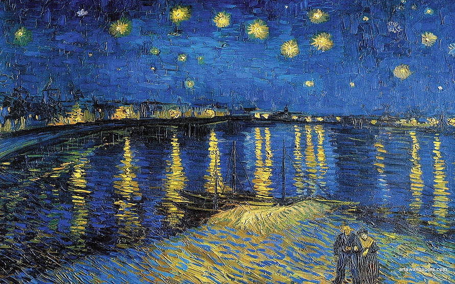 Starry Night Over The Rhone by Vincent Van Gogh Impressionist Oil Painting HD wallpaper