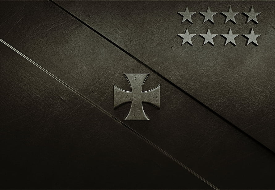 Dark Textured Military Emblem with Iron Cross and Star Rank Insignia HD wallpaper