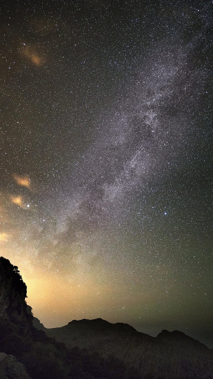 Stunning Milky Way Galaxy Over Silhouetted Mountain Ridge Night Sky Photography HD phone wallpaper