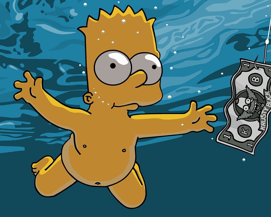 Bart Simpson Swimming Underwater Reaching for Krusty Buck Bill HD wallpaper