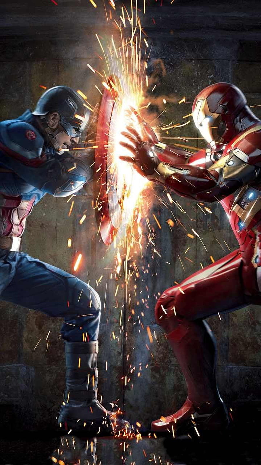 Captain America and Iron Man Clash with Shield and Repulsor Sparks, Captain America vs Ironman Civil War. Captain america HD phone wallpaper