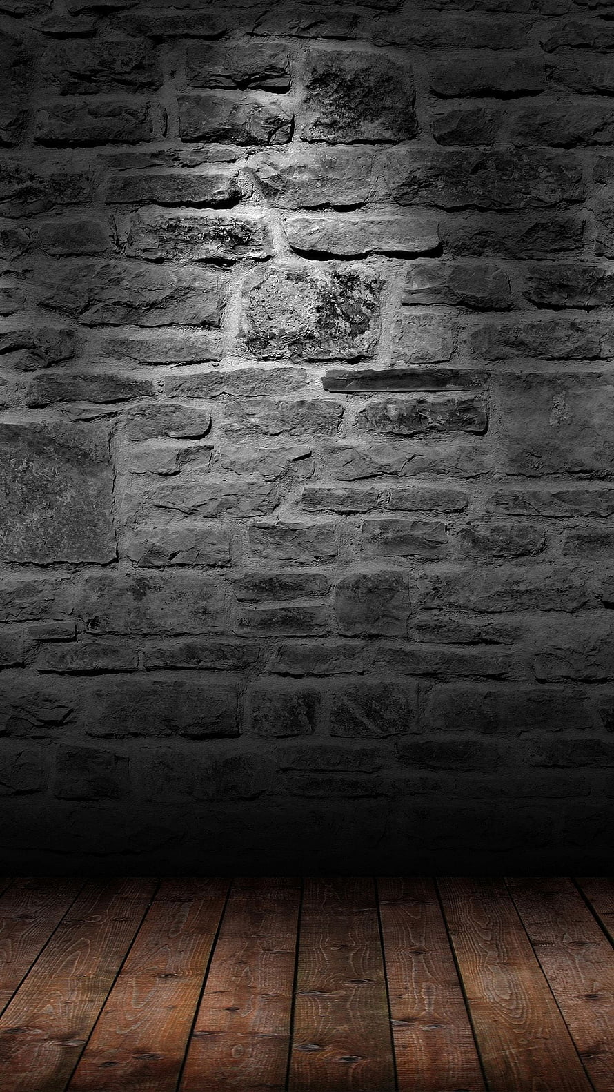 Moody Dark Stone Brick Wall With Rustic Wooden Floor Interior Background HD phone wallpaper