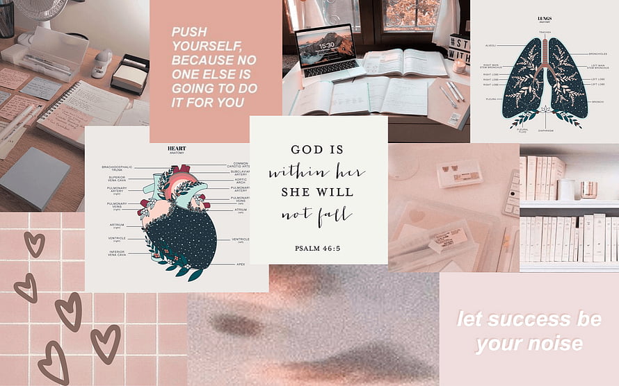 Motivational Study Aesthetic Collage With Bible Verses And Anatomical Art HD wallpaper