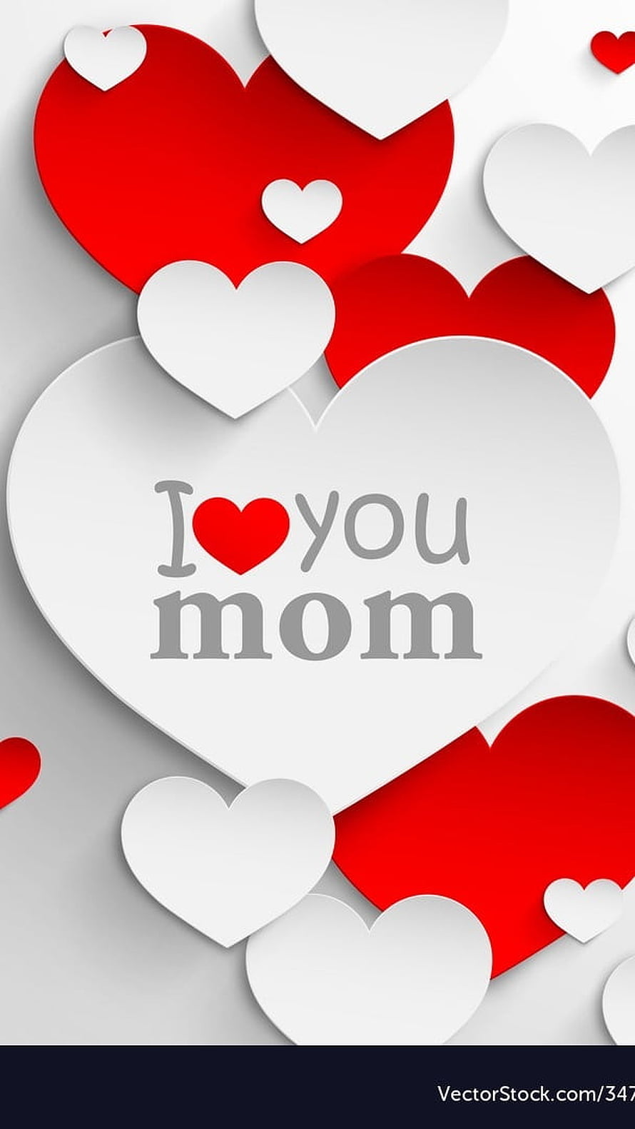 I Love You Mom Paper Cutout Heart Design with Red and White Layers HD phone wallpaper