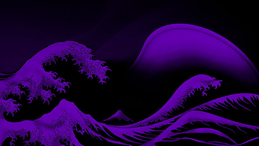 Purple The Great Wave off Kanagawa Art Print HD wallpaper