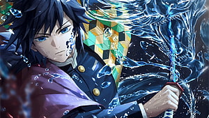 Giyu Tomioka Water Breathing Demon Slayer Anime Wallpaper HD wallpaper