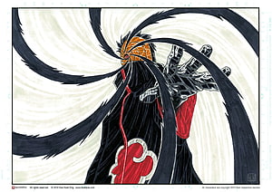 Kakashi Hatake Kamui Dimensional Shift in Black Cloak with Red Clouds HD wallpaper