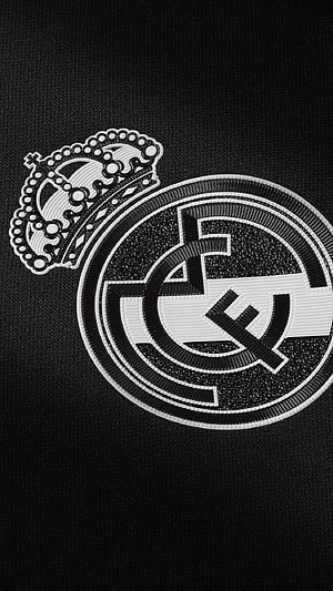 Real Madrid Club Crest Embroidered on Black Textured Fabric HD phone wallpaper