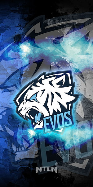 Evos Esports Team Logo Wallpaper with Blue Tiger Mascot and Neon Glow HD phone wallpaper