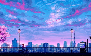 Tokyo Cityscape at Dusk with Cherry Blossoms and Lofi Aesthetic HD wallpaper