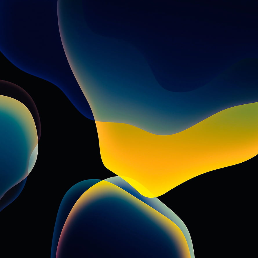 Abstract Fluid Gradient Art with Blue and Yellow Shapes on Black Background HD phone wallpaper