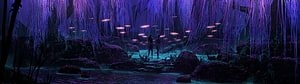 Avatar Pandora Bioluminescent Forest Scene with Two Characters HD wallpaper