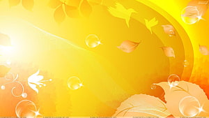 Abstract Yellow Autumn Leaves and Bubbles Wallpaper HD wallpaper