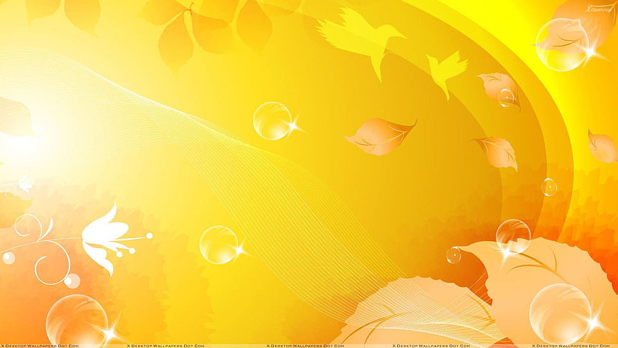 Abstract Yellow Autumn Leaves and Bubbles Wallpaper HD wallpaper