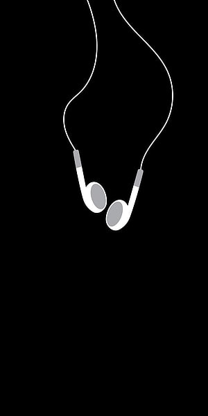 Minimalist White Wired Earbuds on Black Background HD phone wallpaper