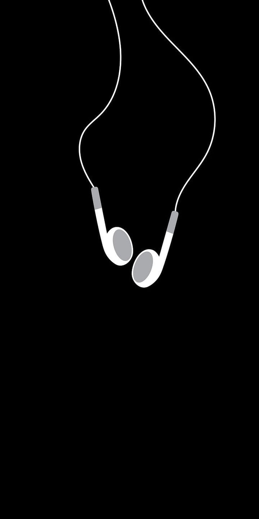 Minimalist White Wired Earbuds on Black Background HD phone wallpaper