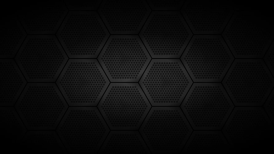 Dark metallic honeycomb hexagon pattern with perforated texture and industrial carbon fiber aesthetic HD wallpaper