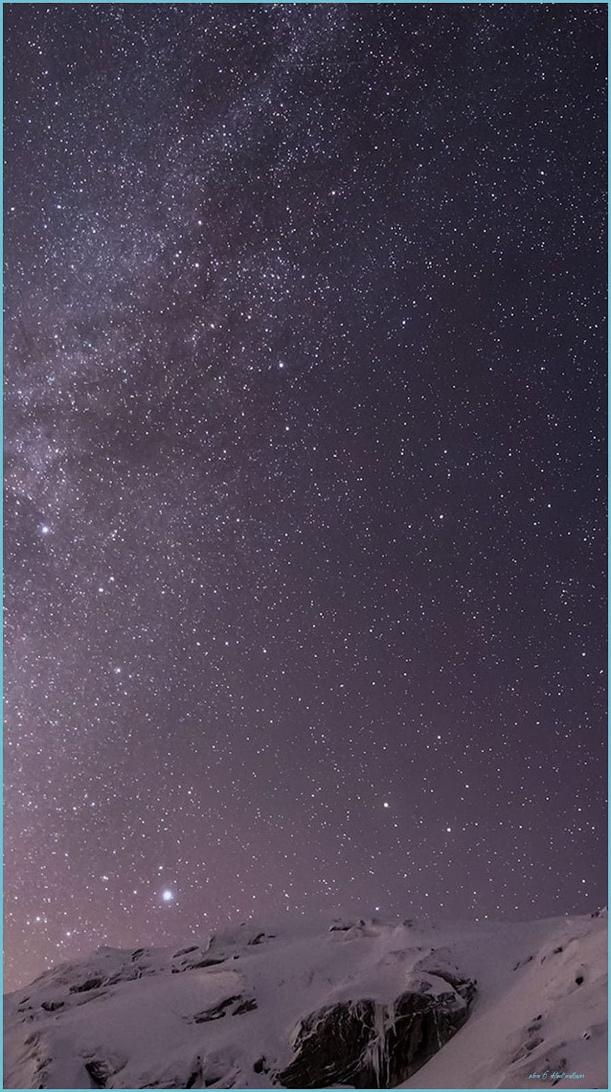 Milky Way Galaxy Arching Over Snow-Capped Mountain Ridge at Night HD phone wallpaper