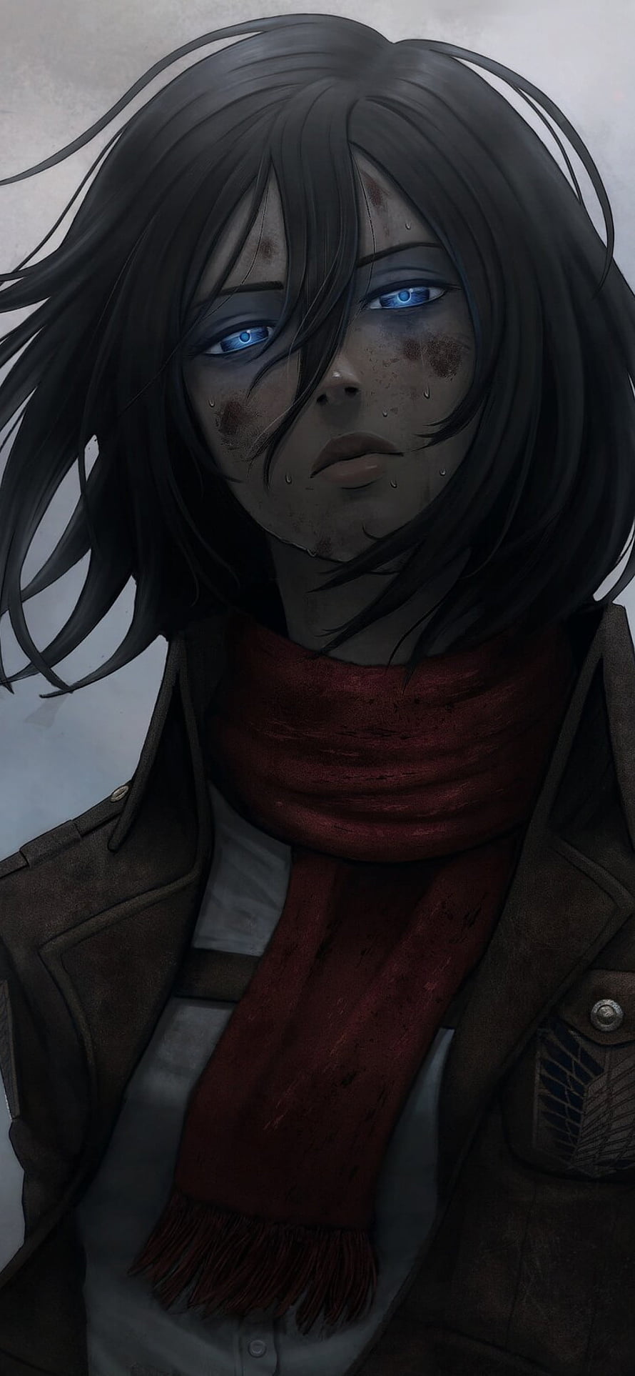 Mikasa Ackerman Anime Portrait with Red Scarf and Blue Eyes, Mikasa Ackerman XS MAX , Anime , , and Background, Levi Ackerman and Mikasa HD phone wallpaper