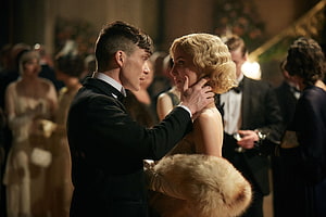 Peaky Blinders Tommy Shelby and Grace Birkinshaw intimate dance scene at 1920s ball HD wallpaper