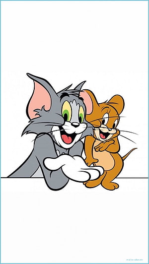 Tom and Jerry Classic Cartoon Characters Smiling Together on White Background HD phone wallpaper