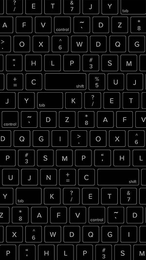 Minimalist Black Keyboard Pattern with White Lettering and Symbols HD phone wallpaper