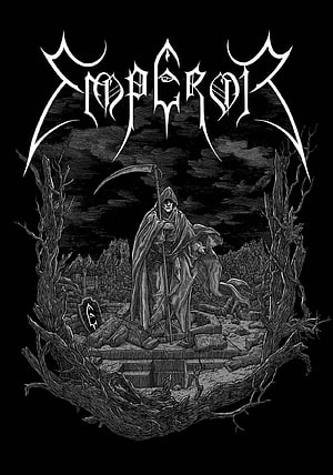 Emperor Black Metal Band Logo with Grim Reaper and Gothic Illustration HD phone wallpaper