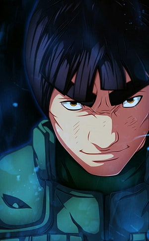 Might Guy from Naruto Shippuden in Green Combat Gear with Intense Expression HD phone wallpaper