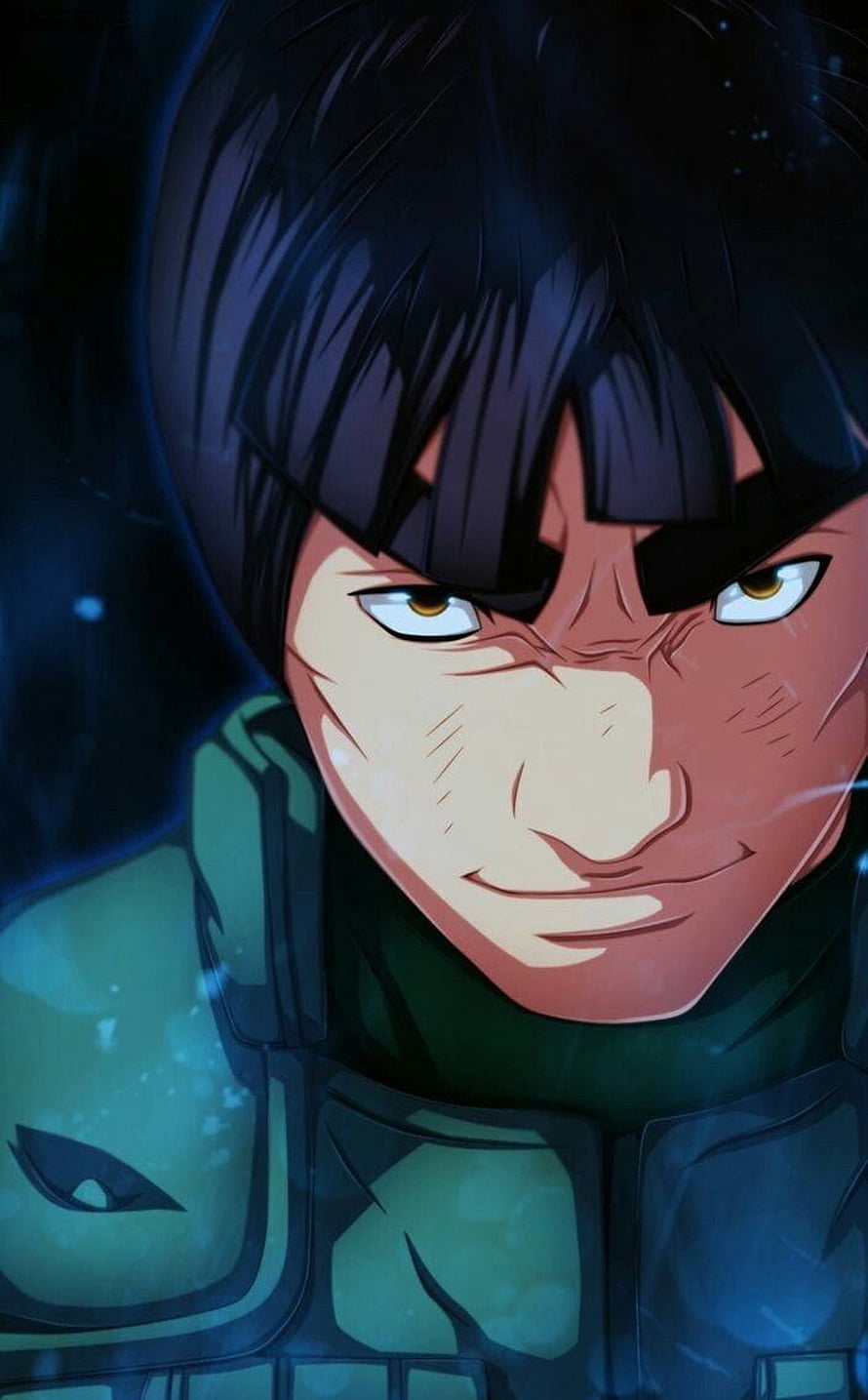 Might Guy from Naruto Shippuden in Green Combat Gear with Intense Expression HD phone wallpaper