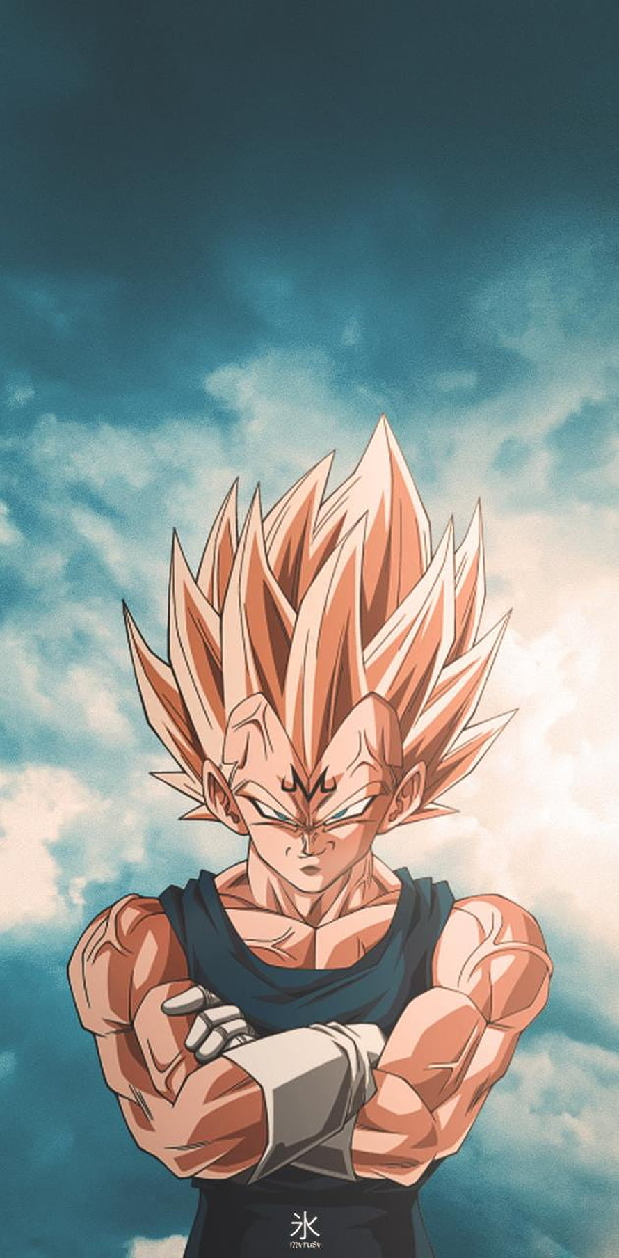 Gogeta Super Saiyan Blue Anime Character Portrait With Crossed Arms Against Blue Sky HD phone wallpaper