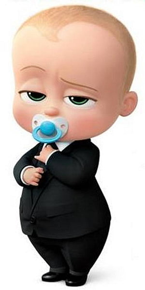 The Boss Baby Character in a Black Suit with a Blue Pacifier HD phone wallpaper