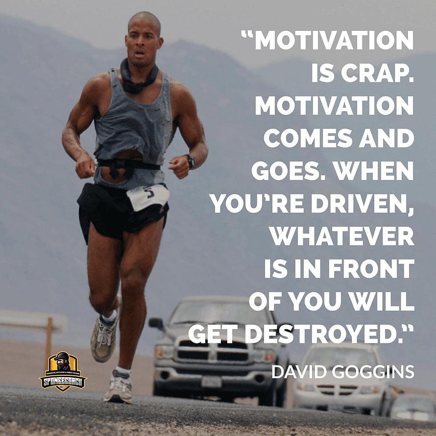 David Goggins Running on a Desert Road with Motivational Quote Overlay HD phone wallpaper