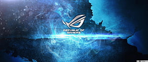 Republic of Gamers ROG Logo on Blue Abstract Background HD wallpaper