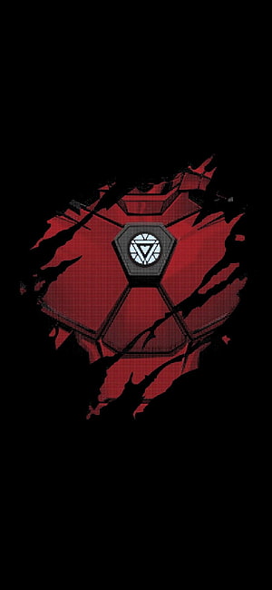 Red and Black Geometric Abstract Pattern with Central Emblem HD phone wallpaper