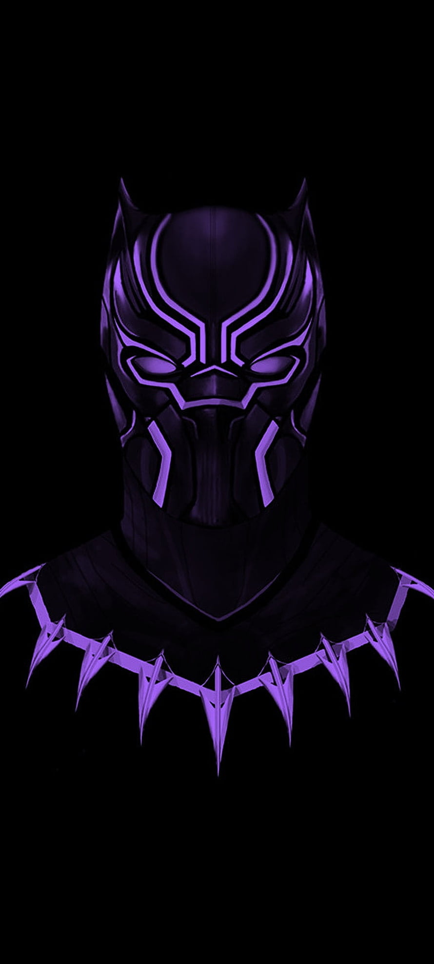 Black Panther Purple Neon Mask Portrait HD phone wallpaper