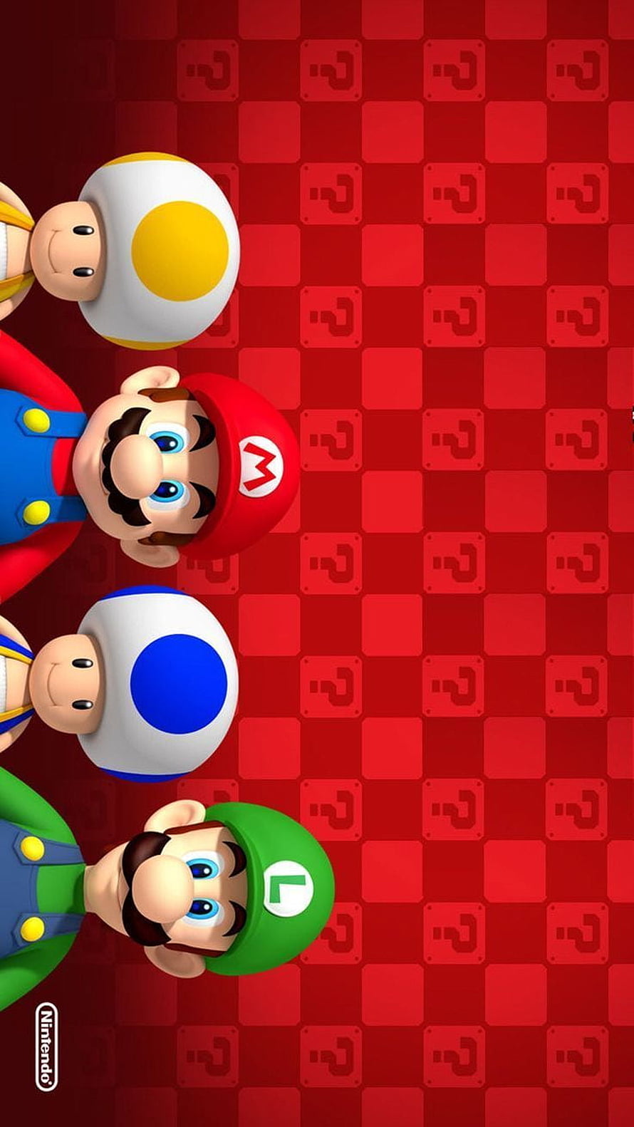Mario and Luigi with Toads on Red Question Block Background HD phone wallpaper