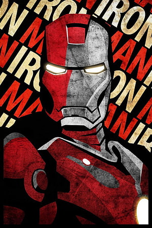 Iron Man Pop Art Portrait with Bold Typography and Grunge Texture, Iron Man, Marvel Comics Background - Iron Man Pop Art - & Background HD phone wallpaper