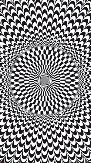 Hypnotic Black and White Radial Optical Illusion Pattern with Spiraling Geometric Shapes HD phone wallpaper