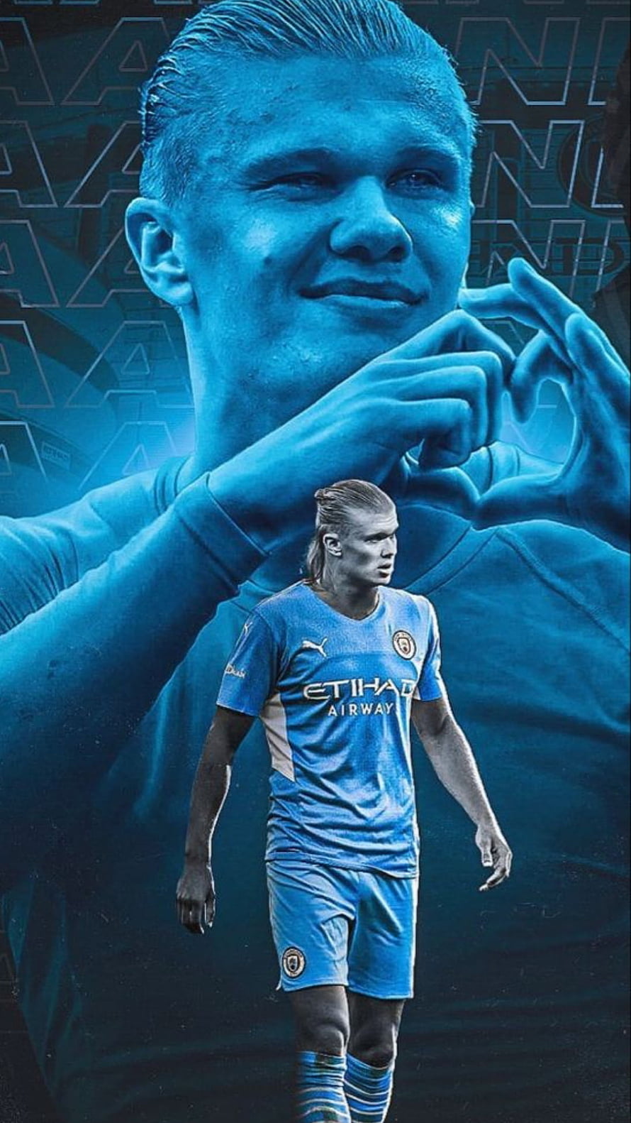 Erling Haaland Manchester City Blue Jersey Football Player Portrait, Haaland, soccer, game, man-city, football, black-and-white, player HD phone wallpaper