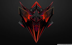 Abstract Geometric Red and Black Crystal Skull Art HD wallpaper