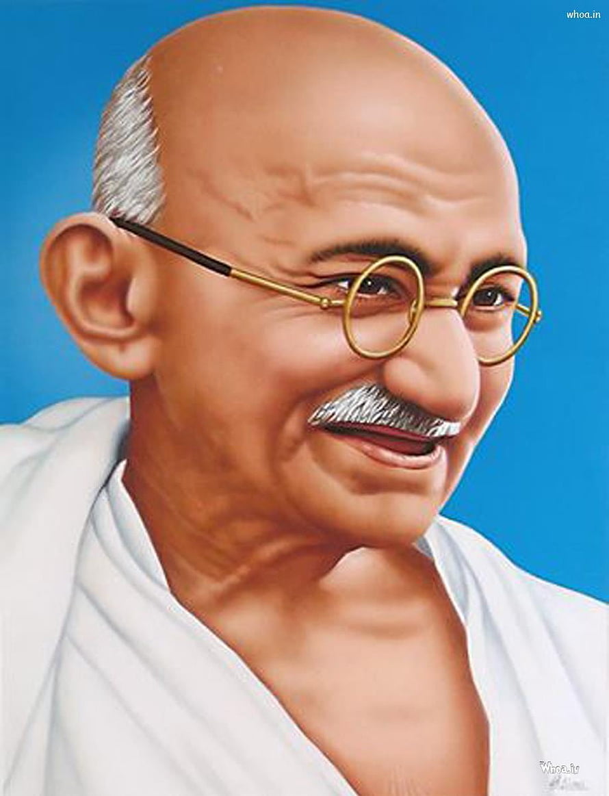 Portrait of Mahatma Gandhi Wearing Round Glasses and White Robe HD phone wallpaper