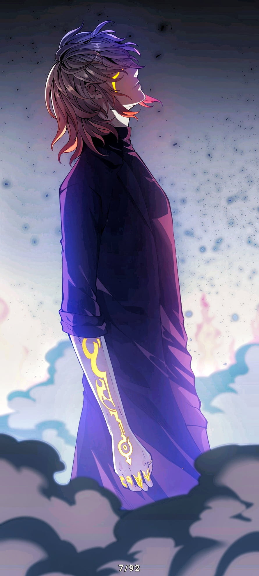 Arthur Leywin from Solo Leveling with glowing golden runes on his arm HD phone wallpaper