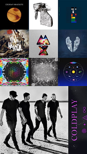 Coldplay Album Covers Collection Featuring Parachutes, X&Y, Viva La Vida, and Ghost Stories HD phone wallpaper