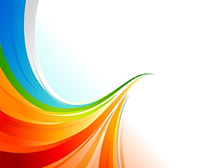 Vibrant Rainbow Swoosh Abstract Design with Flowing Colorful Curves on White Background HD wallpaper
