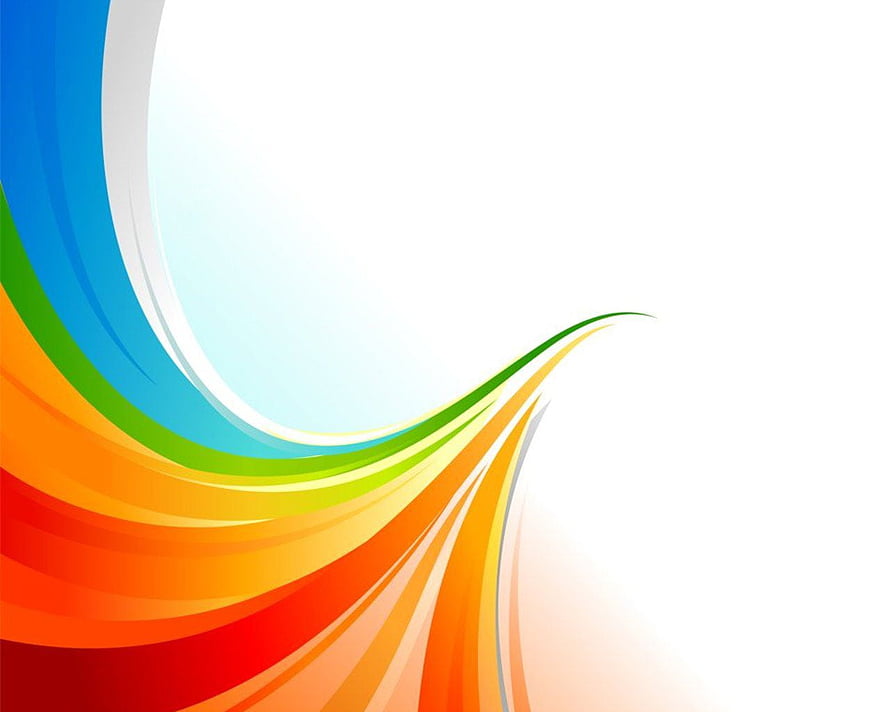 Vibrant Rainbow Swoosh Abstract Design with Flowing Colorful Curves on White Background HD wallpaper